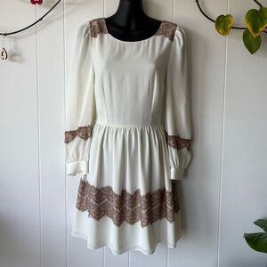 Darling White and Mauve Lace Dress | Small